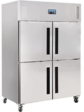 Polar G-Series 1200L Stainless Steel Double Stable Door Gastro Fridge | Six sturdy shelves and energy-saving performance keep catering stocks organized and fresh in busy commercial kitchens.