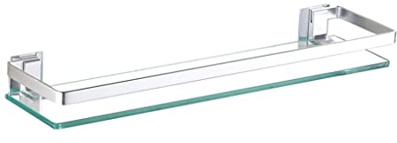 Mgchowue Glas Bad-Regal, Glasablage Wandregal 60 80cm Badezimmer Regal Badablage Ablageregal - mit Reling aus Chrom & 8mm Hartglas Badregal