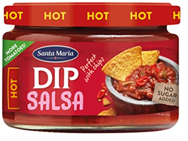 Santa Maria Dip Salsa, Salsa Piccante Al Pomodoro, Con Aglio E Jalapenos, Ideale Come Accompagnamento Alle Tortilla Chips, Per Condire Verdure Fresche O Bruschette, Gusto Corposo E Deciso, 250 g