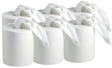 ESSUYAGE PAPIER BOBINE ESSUIE MAIN BLANCHE PURE OUATE 450 F - PAQUET DE 6 bobines - FABRIQUE EN FRANCE - EMBALLE EN CARTON