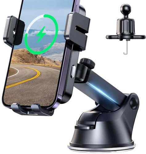 JOYROOM Wireless Car Charger,15W Qi Fast Charging Car Charger Phone Holder Mount, Auto-Clamping Alignment Windshield Dashboard Air Vent Cell Phone Holder for iPhone 16 Pro Max/15 Pro,Samsung S24/S23