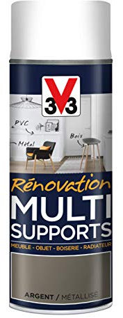 V33 Peinture Rénovation Multi-supports, Argent Métallisé 400ml