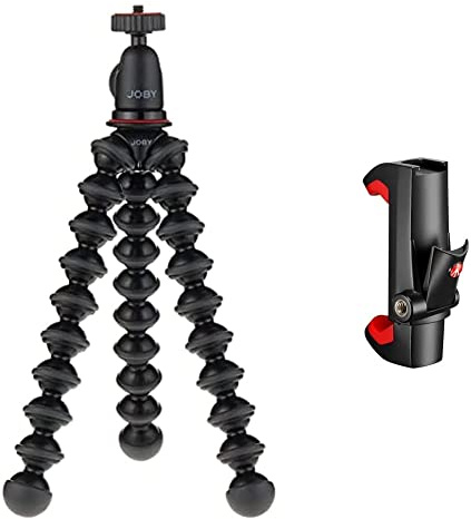 JOBY JB01503-BWW GorillaPod 1K Kit (Flexibles Kompaktstativ mit Kugelkopf für größere Kompaktkameras und CSC/spiegellose Kameras) & Manfrotto - Smartphone Halterung, Pro Version