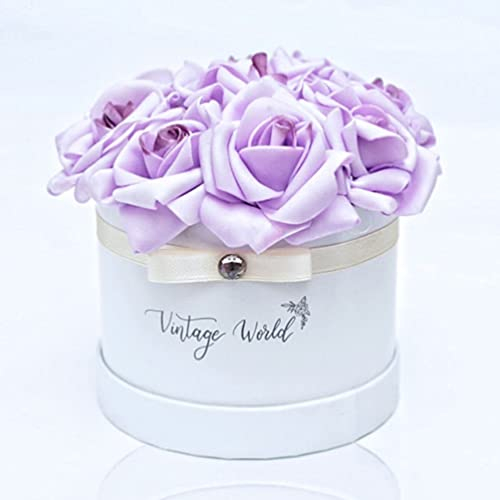 Vintage World Infinity Provence Handgemachte Rosenbox, 9 Rosen, Geschenkidee, lange haltbar, lila