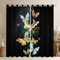 Loussiesd Butterfly Curtain for Girls Boys Child Kids Gold and White Butterflies Window Drapes Flying Animal Window Curtains for Bedroom Living Room Black Window Treatments,W66*L90