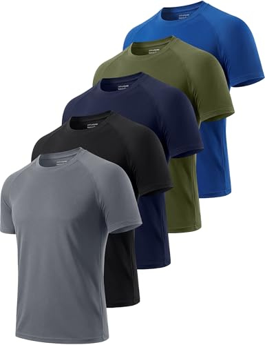 Cimic 5 Pezzi Maglietta Uomo Manica Corta T Shirt Palestra Trekking Running Maglia Traspirante Maglietta Sport Maglie Abbigliamento Estive Padel Sportiva Tshirt 510 Black Grey Green Navy Blue S