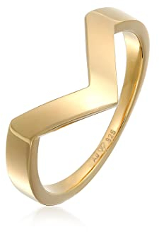 Elli Ring Damen V-Form Geo Basic in 925 Sterling Silber Rhodiniert