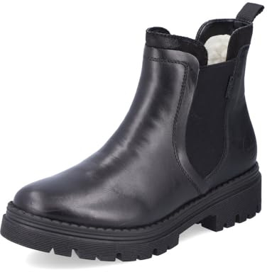 Rieker Mujer Botines Z8584, señora Botas Chelsea,botas,medias botas,botín,bota de deslizamiento,plano,Negro (schwarz / 00),38 EU / 5 UK