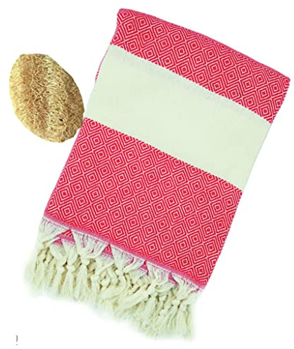 Beach Towels, Bath Towel, Travel Towel. - 100% Turkish Cotton, Large, Soft, Quick-Drying Beach Towels for Adults. Gym, Yoga, Spa, Pool, Sand Blanket. Face Exfoliating Loofah Pad with Swimming Towel.