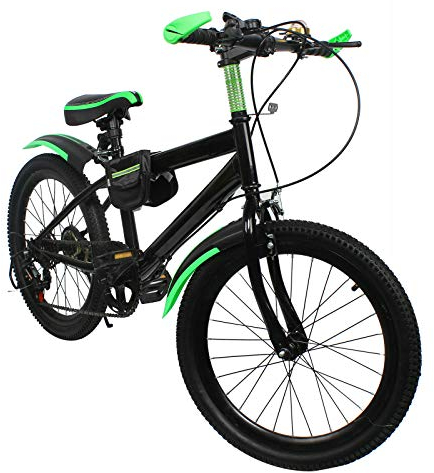 WSIKGHU Mountainbike 20 Zoll Kinderfahrrad Fahrrad mit Kotflügeln 7 Gang Mountainbike für Jungen und Mädchen Federrad aus Kohlenstoffstahl Fahrradgeschenk für 125 cm bis 155 cm (Grün)