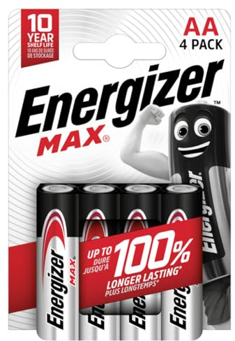 Energizer Max AA Batteries, Alkaline, 4 Pack