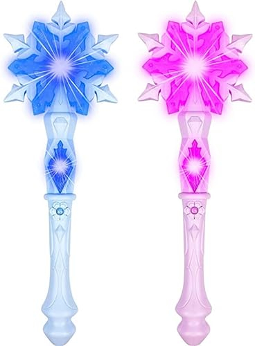 VIYAAN 2 Pièces Baguette de Fée et Princesse, Baguette Magique Lumineuse, Convient pour Les Filles Cadeau d'Anniversaire, Noël et Halloween, Cosplay