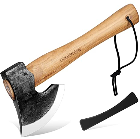 Golden Bird Beil Axt Holz spalten 30 cm Axt Survival Kohlenstoffstahl wärmebehandelt Camping Axt mit Holzgriff Outdoor axt für Garten Holzbearbeitung Outdoor-Aktivitäten