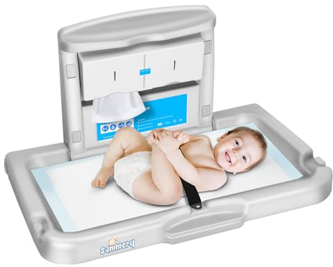 Baby Changing Station Commercial,Wall Mounted Baby Changing Station with Safety Strap,Wall Mounted Changing Table for Commercial Bathroom, Baby Changing Station that Makes Every Mother Happy