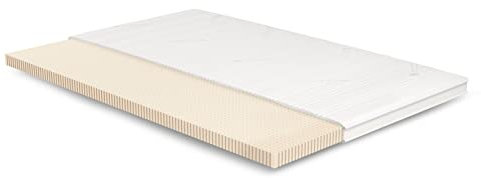 Meisterschlaf Latex Topper 140x160 cm – 7 cm hoch – 20% Naturlatex RG 65 – mittelweich – Oeko-TEX® Standard 100 – Tencel™ Lyocell 3D Doppeltuch-Bezug waschbar – Made in Germany