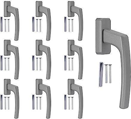 Stahlia Fenstergriffe Aluminium (10 Stück) Silber ergonomisch Balkontürgriff Fensterbeschläge Terassentürgriff Griff für Fenster Fensterolive