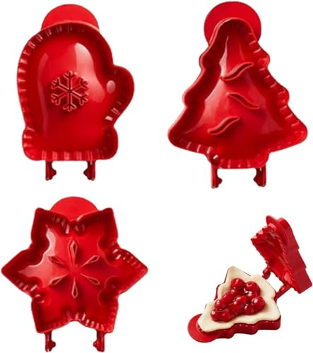 LivAsh Mini Pie Moulds, 3 Set Christmas Hand Pie Molds for Baking, Christmas Tree Snow Flake Gloves Dough Press Molds, Pie Maker Set Pocket Pie Mould for Christmas