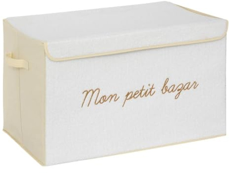 Atmosphera - Coffre de Rangement Enfant Yuma Blanc Bouclette 36x57cm