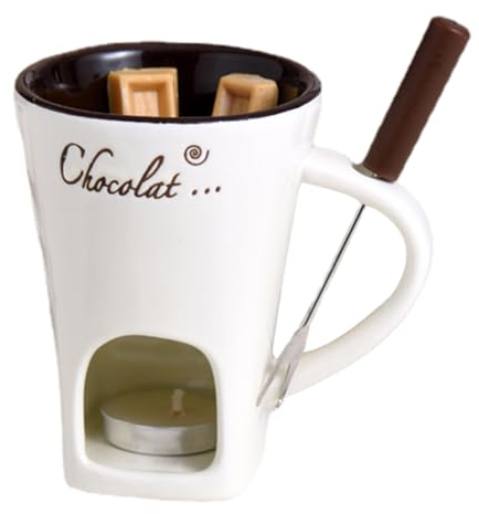 demaxiyad Personal Chocolate Fondue Mug Set, Fondue Pot Chocolate Fondue Mug, Ceramic Chocolate Melting Cup With Forks, Ceramic Butter Warmers Pot, Candle Simmer Mug For Caramel, Tapas