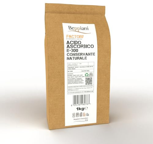 Beppiani Acido Ascorbico puro 100% 1 kg con dosatore - vitamina C - E 300 - in polvere solubile - Grado Alimentare