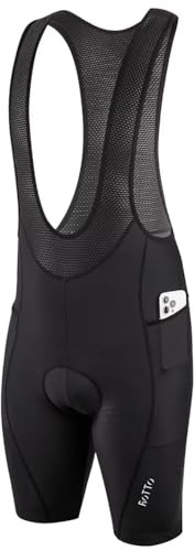 ROTTO Cykelbyxor för män, vadderade cykelshorts med svamp och gel, för vägcykel och mountainbike, 03 svart med fickor, L
