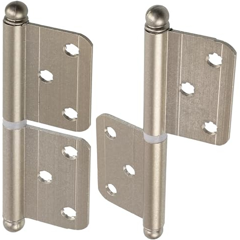 AERZETIX - Lot de 2 Paumelles Dégondables 142x43 mm pour Porte en Bois sans Feuillure - en Acier - Couleur Argent - Menuiserie Charnière Placard Armoire