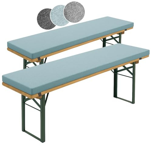 sleepling 2er Set Bierbankauflage mit Bezug 220x25 cm, 4 cm dick, Türkis | extra dicke Auflage, Outdoor Sitzpolster für Bänke und Bierzeltgarnituren, mit elastischen Bändern, Made in EU, OEKO-TEX