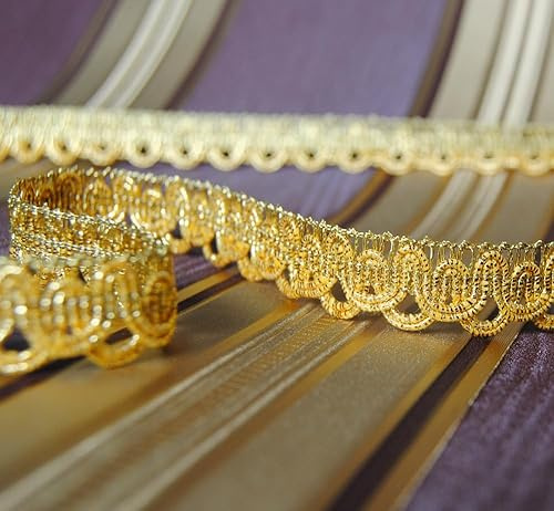 2 Meter Metallisiertes Zierband 1,5 cm breit Lurex Gold Bordüre Brokat Goldborte Schmuckband Lurexband Brokat Spitze