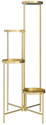 Blumenregal Blumenständer Pflanzenständer Indoor Outdoor Pflanzenständer Blumenständer Pflanzenregal Metallpräsentationsständer Für Terrasse Wohnzimmer Pflanzenregal Blumentreppe(Gold,120*42cm)