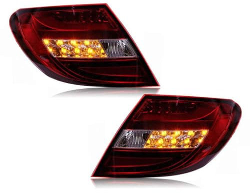 KAEW Auto Rückleuchten für Mercedes Benz C-Class W204 2007-2010, Schlussleuchte Montage Hintere Bremsleuchte Äußeres Rücklicht Zubehör Wasserdicht