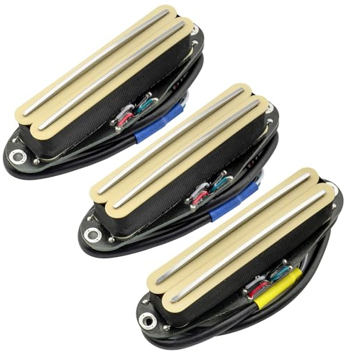 Musiclily Pro ST-DPHC Keramik Humbucker Single Coil Set Creme Körper | Rail Blade,Super Distortion,Hals Mitte Steg Pickups,für Strat Style E-Gitarre