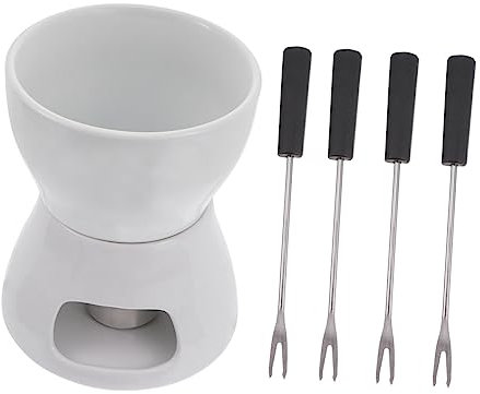 OFFSCH Set Fonduta in Ceramica Pentola per Fonduta di Formaggio E Cioccolato Fornello per Sciogliere Cibi Utensile da Cucina Pratico