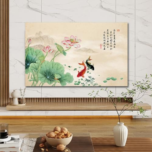 Outdoor Waterproof Fabric TV Dust Cover Cloth Rural Style Farmhouse Decoration TV Cover For Hanging Desktop Curved Indoor TV Covers LED Screen Protectors(Size:80IN(W187xH110CM),Color:C)