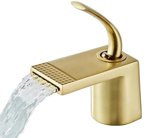 Wasserfall-Waschbecken-Mischbatterie fürs Badezimmer, Mischbatterien für Badezimmerwaschbecken, Badezimmerwaschbecken-Mischbatterie, Einhebelmischer, Unterbauwaschbecken, komplett aus Kupfer, Hei