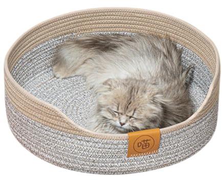 Katzenbett große Katzen waschbar - 51x48x15cm Katzen Bettchen Indoor für Katzen, quadratisches kuschelbett mit weich Rand und zweiseitig Innenkissen, Road Plüsch Katzentunnel für Indoor Katzen, Multif