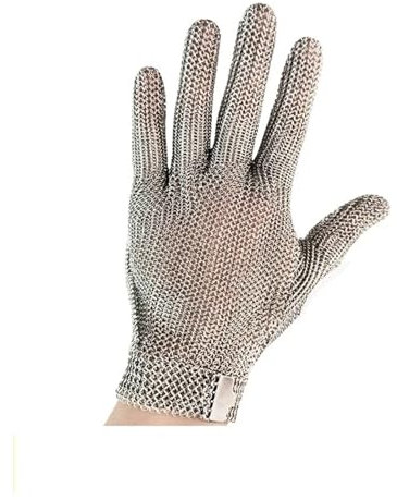 BADIKA Gants de sécurité anti-coupure Gants en maille avec anneau en acier inoxydable, 1 pièce, couteaux Anti-coupure, chaîne résistante, Protection des mains, gant de cuisine(Steel wrist,2XL)