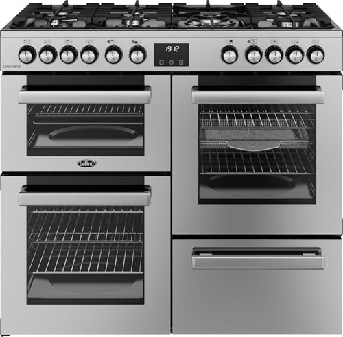 Belling Cookcentre 100DF 100cm wide Dual Fuel Range Cooker with Gas Hob - Stainless Steel - A/A Rated