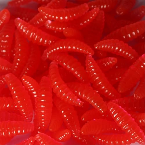 Ruiogoe 50Pcs Soft Silicone Maggots Earthworms Baits Soft Artificial Bread Maggots Fishing Lures Artificial Baits Jigging Wobblers