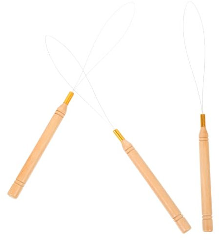 SEWACC 3stücke Teiliges DIY Perlen Nadeleinfädler Mit Holzgriff Praktisches Threading Tool Für Verschiedene Seilstärken Vielseitiges Beading Werkzeug Für Schmuckherstellung Und Handnähen