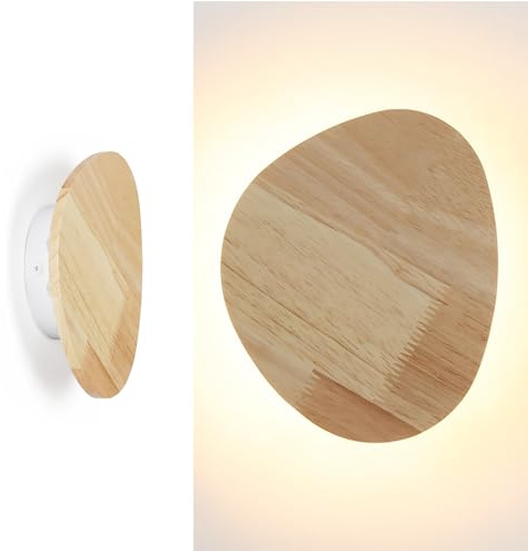 Alpinaluz Applique murale intérieure en bois naturel TRINA - Lumière LED indirecte chaude 8 W 2700 K - Design organique minimaliste avec éclairage arrière - Idéale pour chambre, salon ou couloir