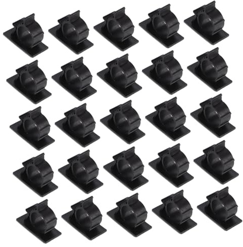 ABOOFAN 50pcs Large Black Self-Adhesive Tube Clamps PVC Pipe Clips Cable Clips Water Hose Support Clamps for Wire Management and Pipe Securing, Reinforced Design for Home and DIY Use