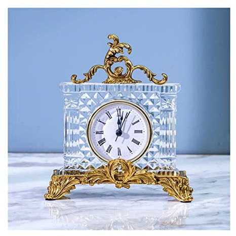 GBEVAUEIO Vintage Décoration de la Maison Classique Horloge en Verre étude Salon Horloge de Table Ornements Horloge de Table de Chevet de Bureau