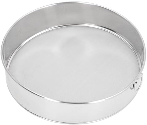 Large Size Silver Plated 304 Stainless Steel Round Sifter for Flour, Powdered Sugar, and Cocoa Powder, 80 Mesh Filter with Anti Stick Coating, Easy to