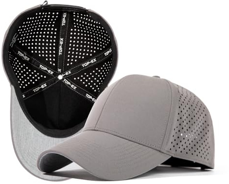 TOP-EX Snapback Cap Herren Damen Wasserabweisend Leicht Für Sport Laufen Outdoor Sommer Grau L/XL