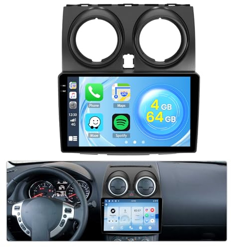 Roinvou 4+64G Radio Android para Nissan Qashqai j10 2006-2016 Wireless Carplay Android Auto, 9 Pulgadas Incell Pantalla Táctil Estéreo Radio con GPS Bluetooth EQ WiFi RDS FM SWC Cámara Trasera