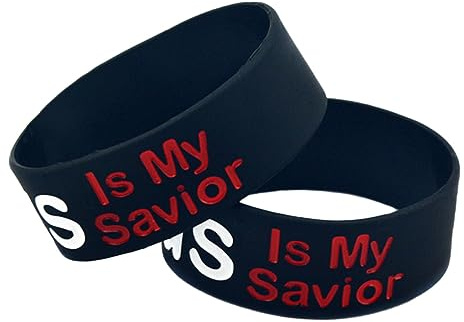 Kisangel Set 2 Braccialetti in Silicone Nero con Scritta My Savior, Leggeri e Portatili, Design Unisex per Fitness e Attività Quotidiane