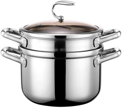 CXFSCD Steamer per Cucinare Doppio Strato Grande capacità, con Coperchio in Vetro e vaporiera, Economico in energia e Veloce, Adatto a Tutti i Piani Cottura(Size:6L)