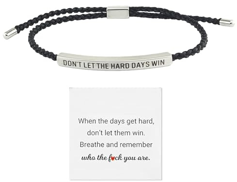 GAUEIOUR Strength Bracelet,Don't Let The Hard Days Win Bracelet for Family Friends Girls,Stainless Steel Lettering Stylish Meaningful Wrist Accessory for Daily Wear and Gifting