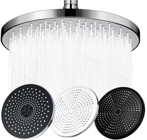 Soffione doccia a soffitto pressurizzato da 12 pollici e 25 cm, getto superiore Supercharge, soffione doccia a pioggia ad alta pressione in ABS spesso(Black)