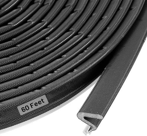 IMengjbang 60Ft Kerf Weather Stripping Door Seal Sound Proof Weather Strips Seal Strip for Front Door Garage Doors Frame Soundproofing Exterior Doors Insulation Gasket V-Shape(Black)